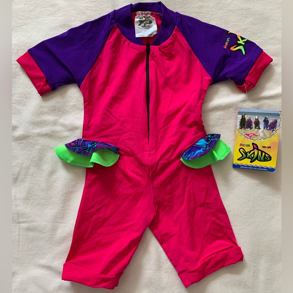 Radicool Skins Kids 100% SPF Rashguard Top Australian Made Red Purple 2 overall